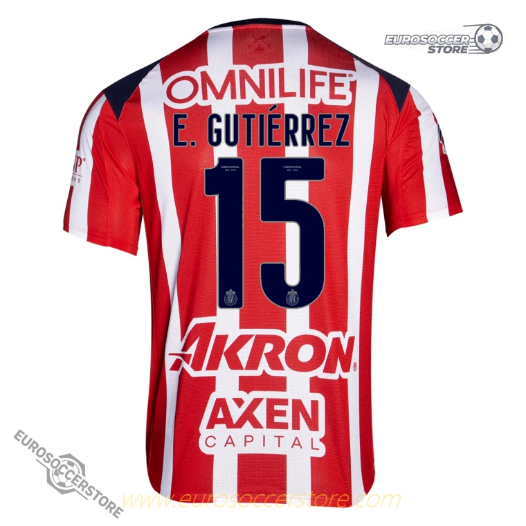 E. GUTIÉRREZ 15 Chivas Home Jersey for the 25-26 Season