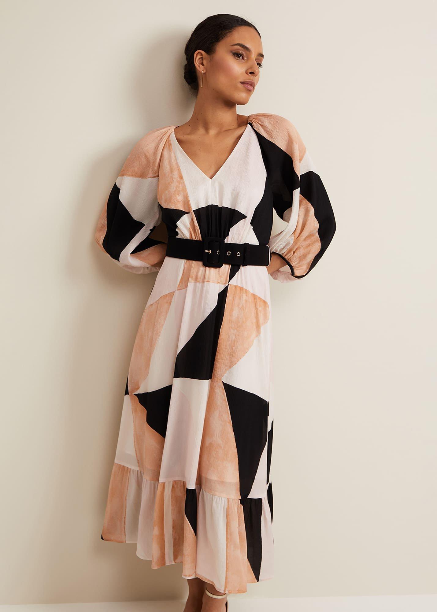 Petite Sophia Colour Block Belted Dress