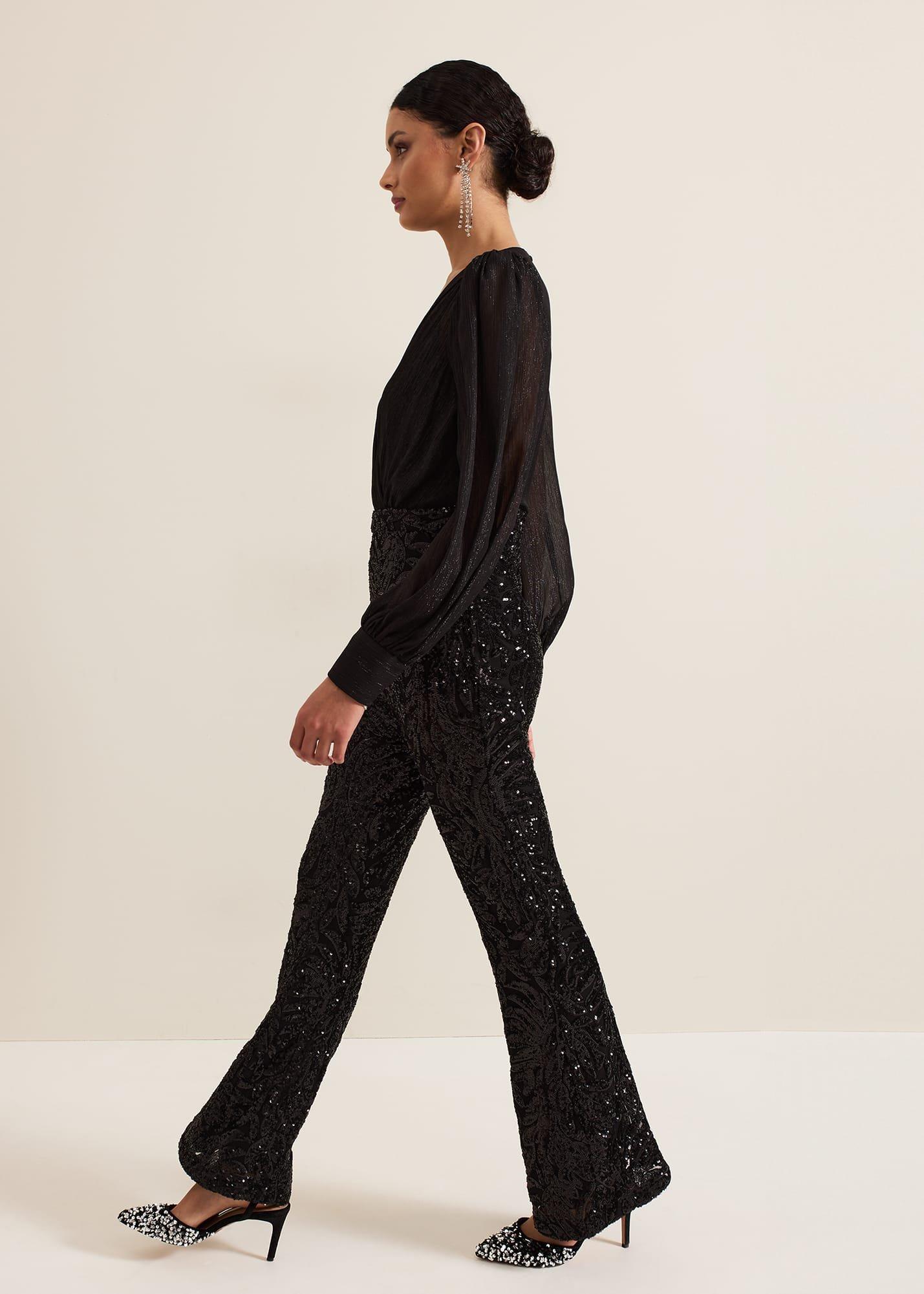 Milena Black Sequin Jumpsuit