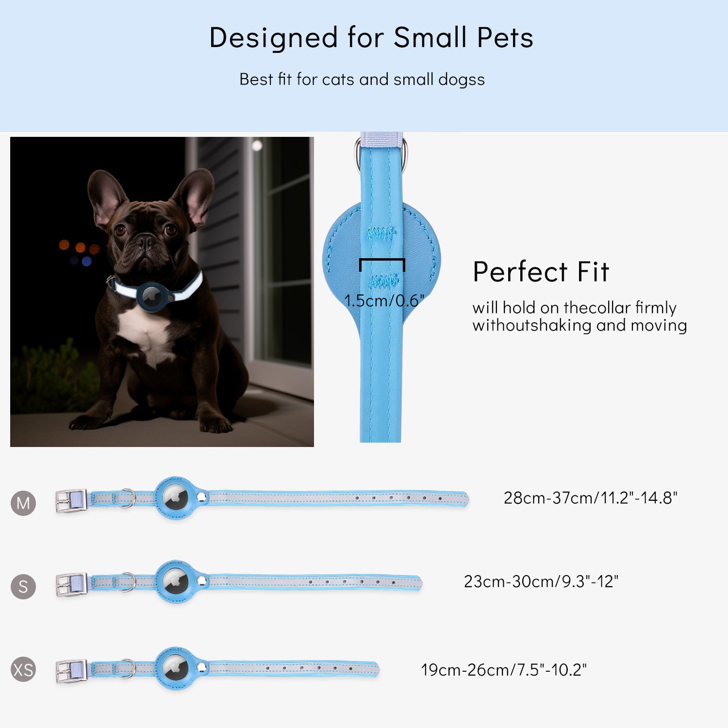Frenchie Reflective Airtag Case Collar Paw Protection | Safe For Paws