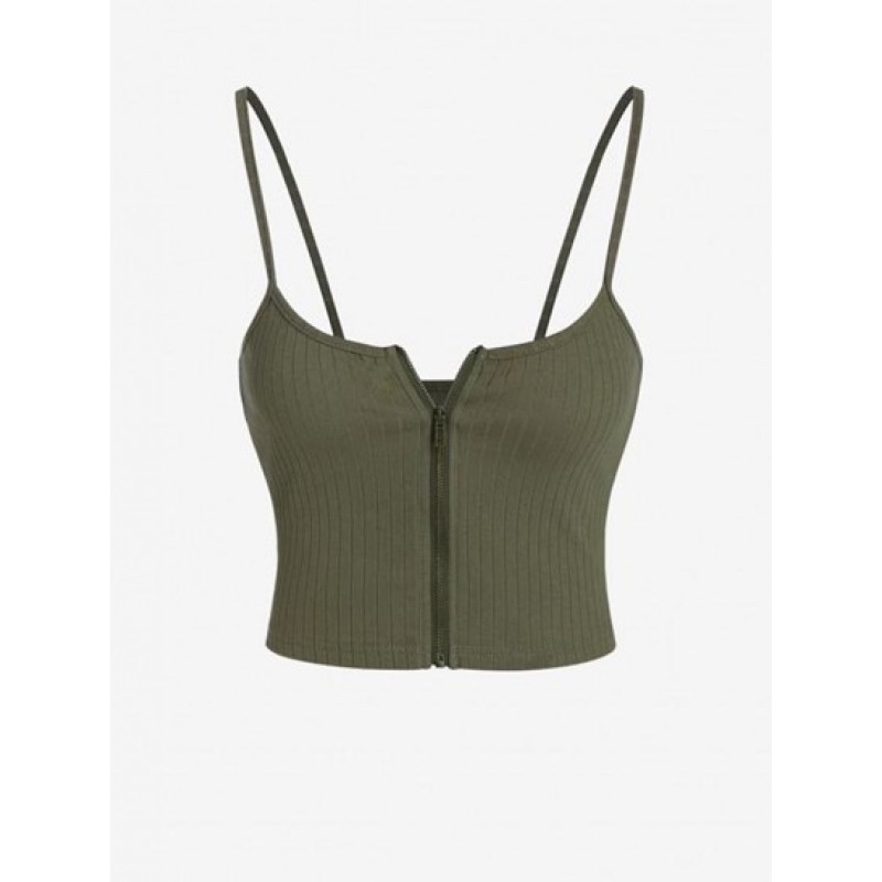 Ribbed Zip Front Crop Camisole CN5883