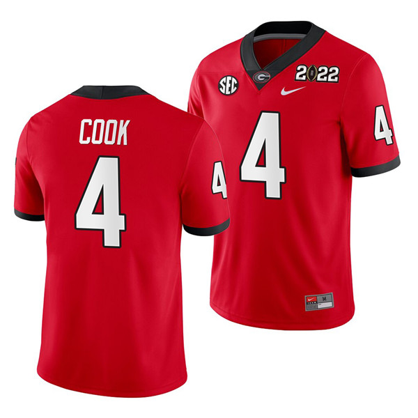 performance Men's Georgia Dawgs James Cook #4 Red 2022 Football Jersey