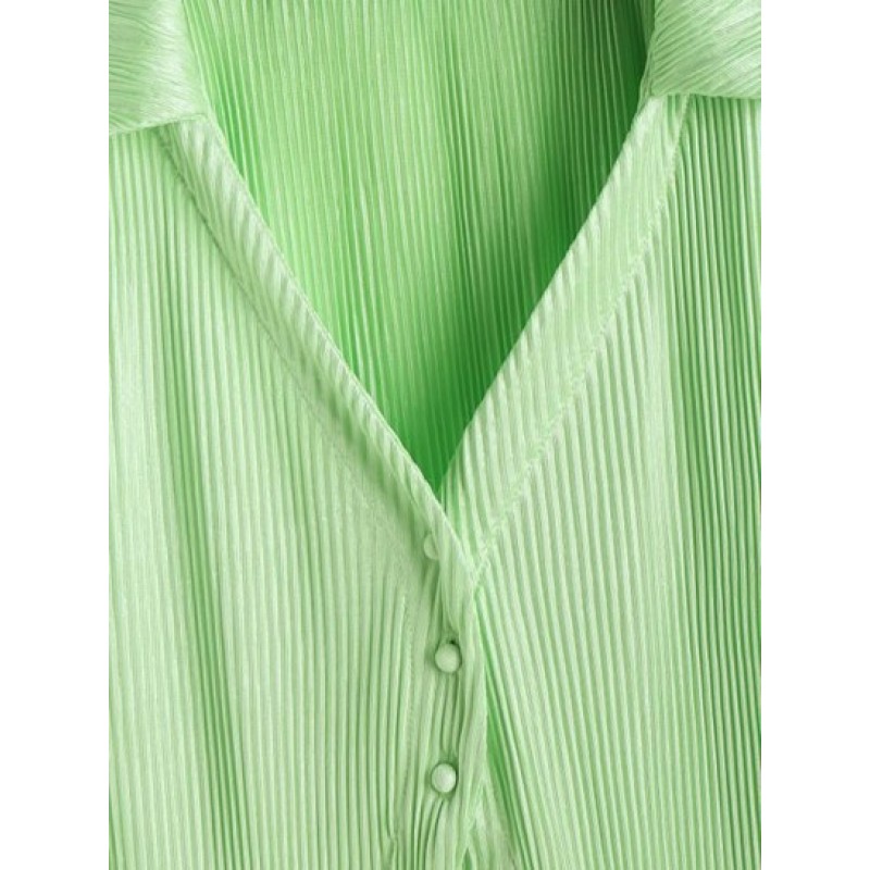 Plisse Bell Sleeve Shirt BD9771