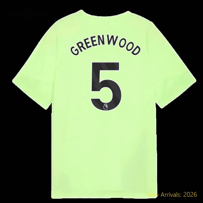 Non-toxic Man City Kids Jersey Greenwood 2025-2026 Performance Fabric
