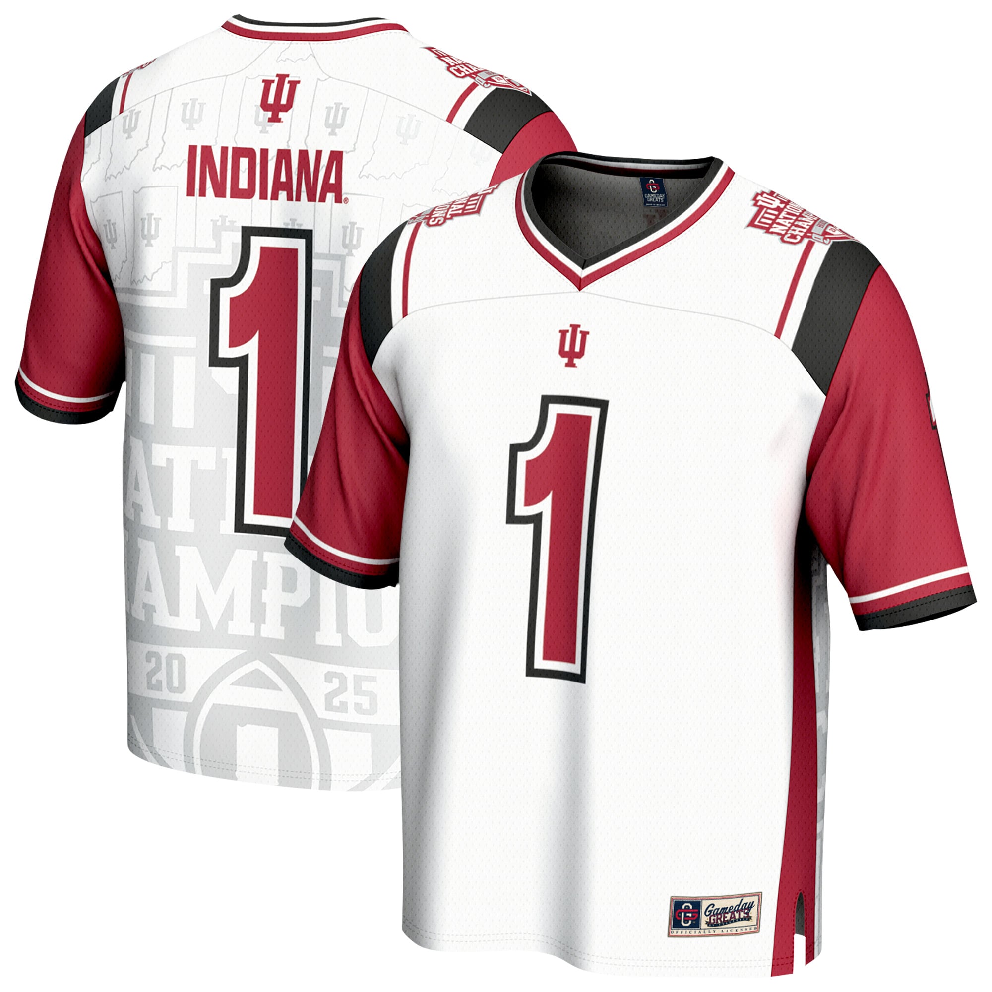 #1 Indiana Hoosiers GameDay Greats Unisex College Football Playoff 2025 National Champions Commemorative Fashion Jersey - White