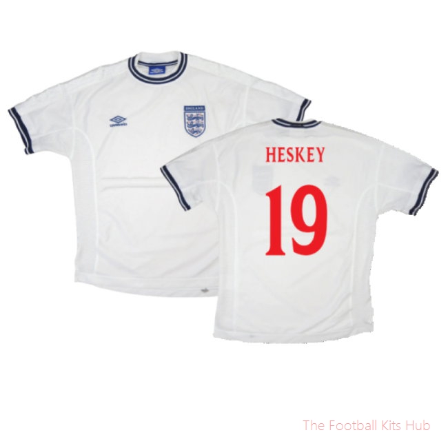 England 1999-01 Home Shirt (XL) (Very Good) (Heskey 19)