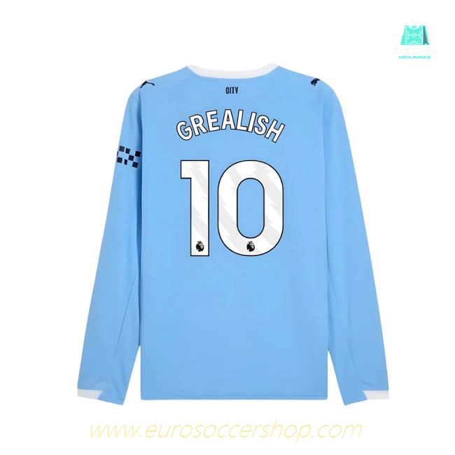 2025-2026 Man City Long Sleeve Home Shirt (Grealish 10)