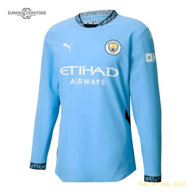 Top-Grade 2024-2025 Man City Authentic Long Sleeve Main Shirt