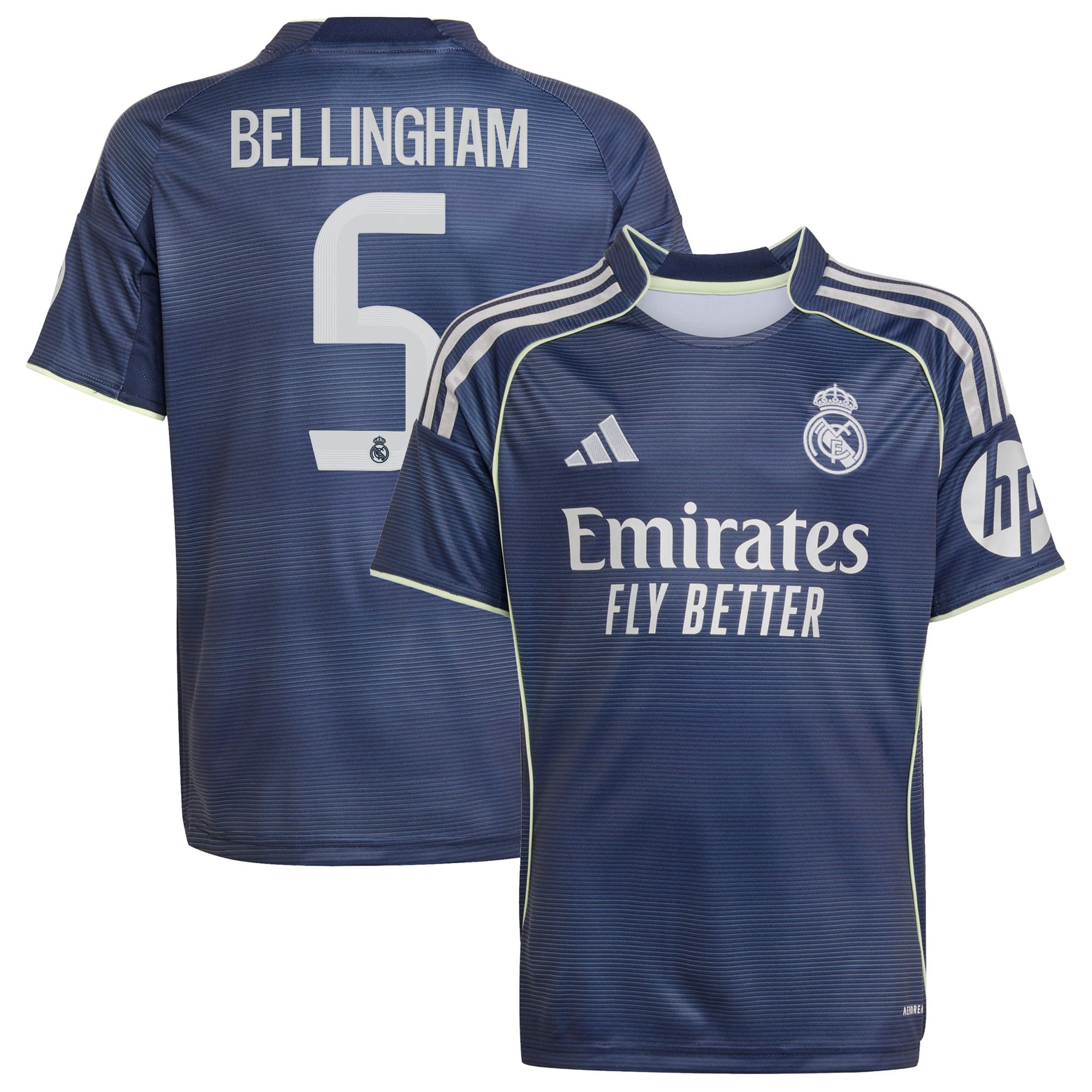 [SJH] Jude Bellingham #5 Real Madrid Youth 2025/26 Away Replica Player Jersey - Blue
