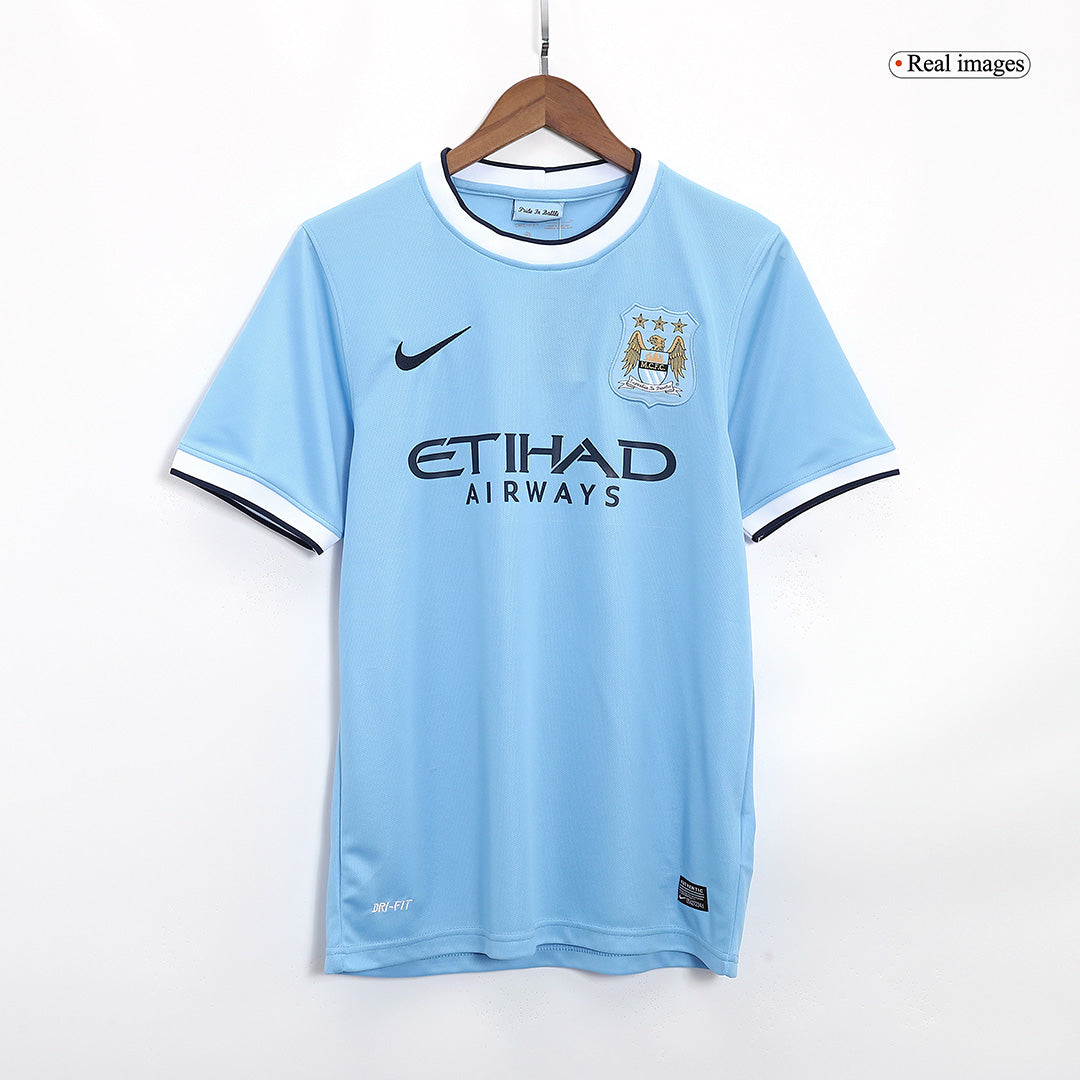 Retro 2013/14 Manchester City Home  Soccer Jersey Authentic Kit