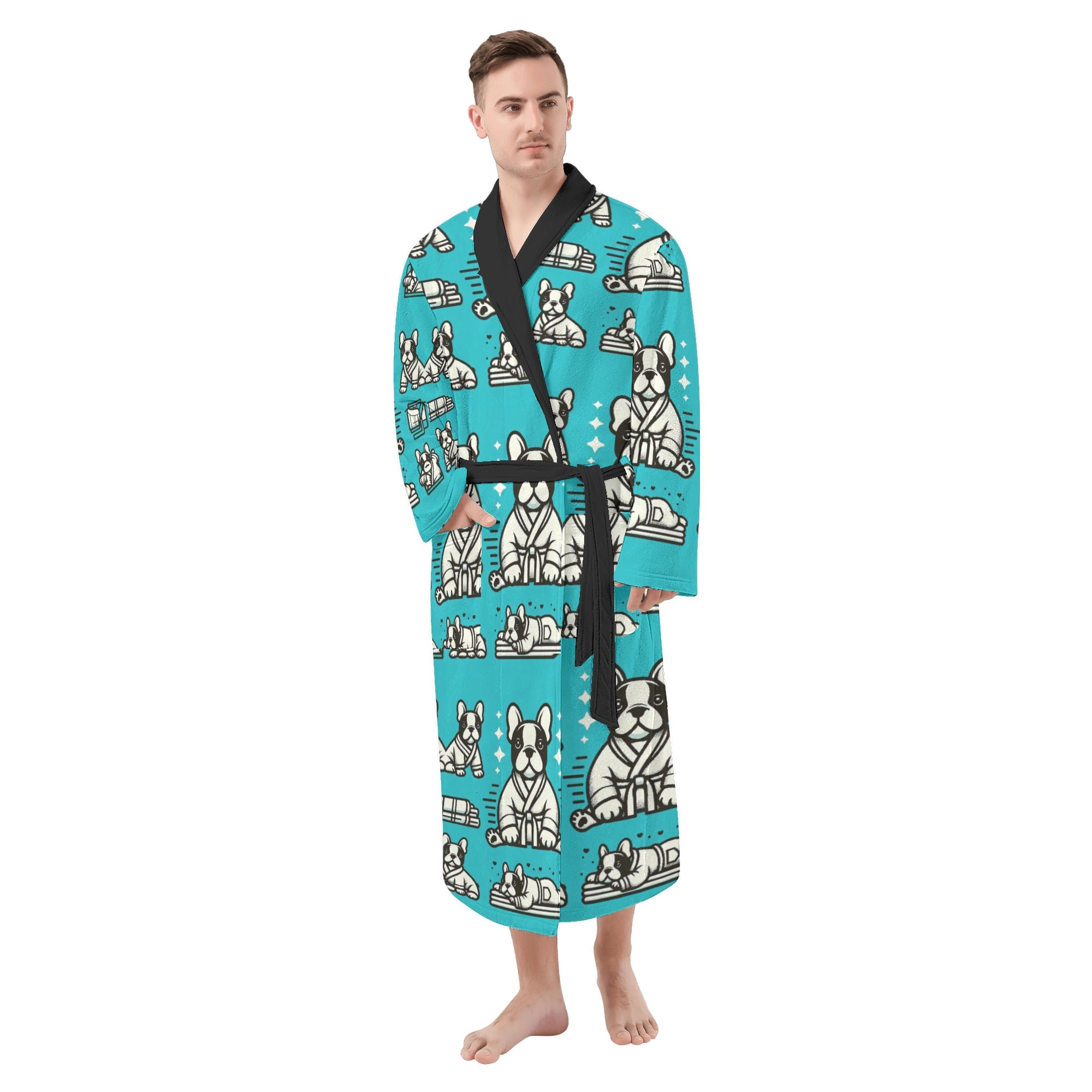 Comfortable Culture-Inspired Joey - Men Bathrobe for Dog Owners Durable