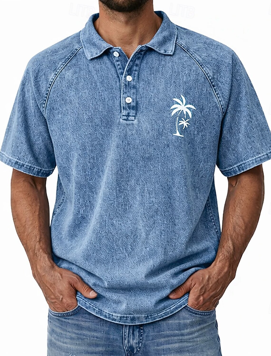 SoftFade™ Men's Polo Shirts 100% Cotton Acid Wash Shirt Casual Holiday Lapel Short Sleeve Fashion Basic Plain Vintage Distressed Summer Spring Dark Brown Black Light Green Navy Blue Light Purple