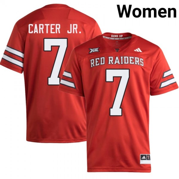 Texas Tech Red Raiders #7 Terrance Carter Jr. Women Stitch Jerseys - Red