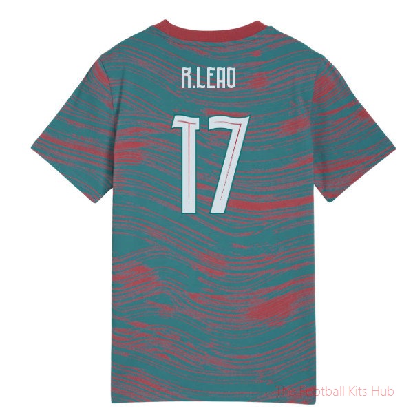 [LK] 2026/27 Portugal FtblCulture Tee AOP (Red-Green) - Kids (R.Leao 17)