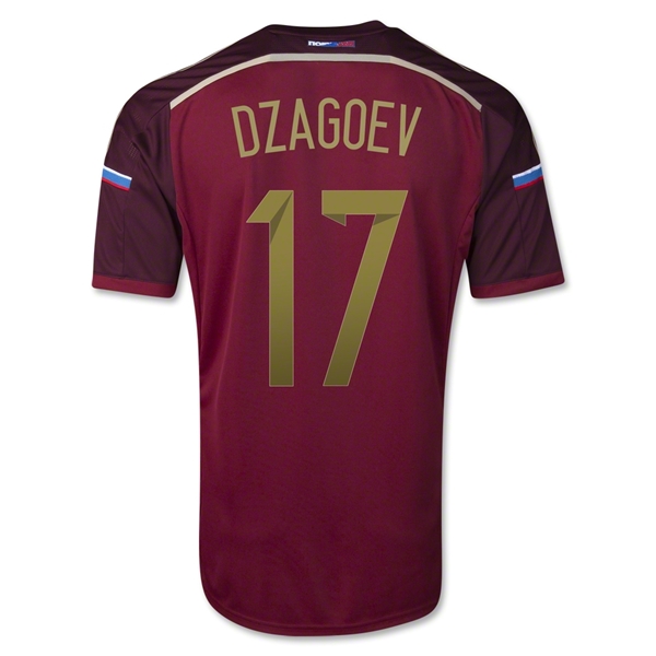 Moisture Wicking 2014 Russia 17 DZAGOEV Home Red Jersey Shirt