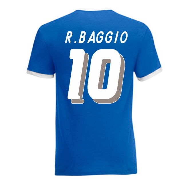 Roberto Baggio Italy Ringer Tee (Blue) Premium Holland Quality