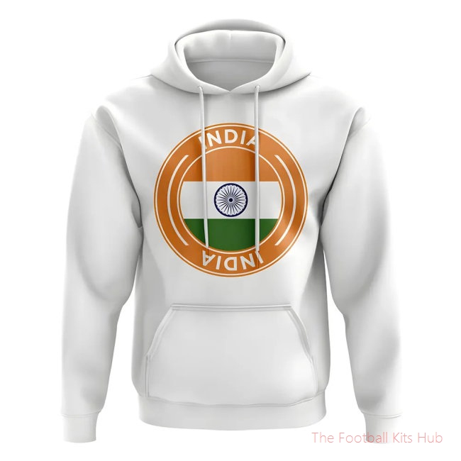 Men India Football Badge Hoodie (White)