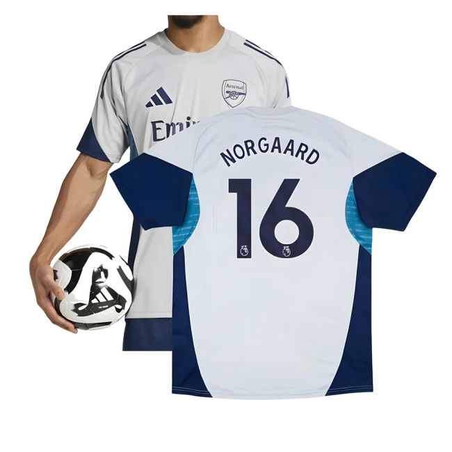 Norgaard 16 Match Worn Style Arsenal Training Pro Shirt 2025-2026 (1)