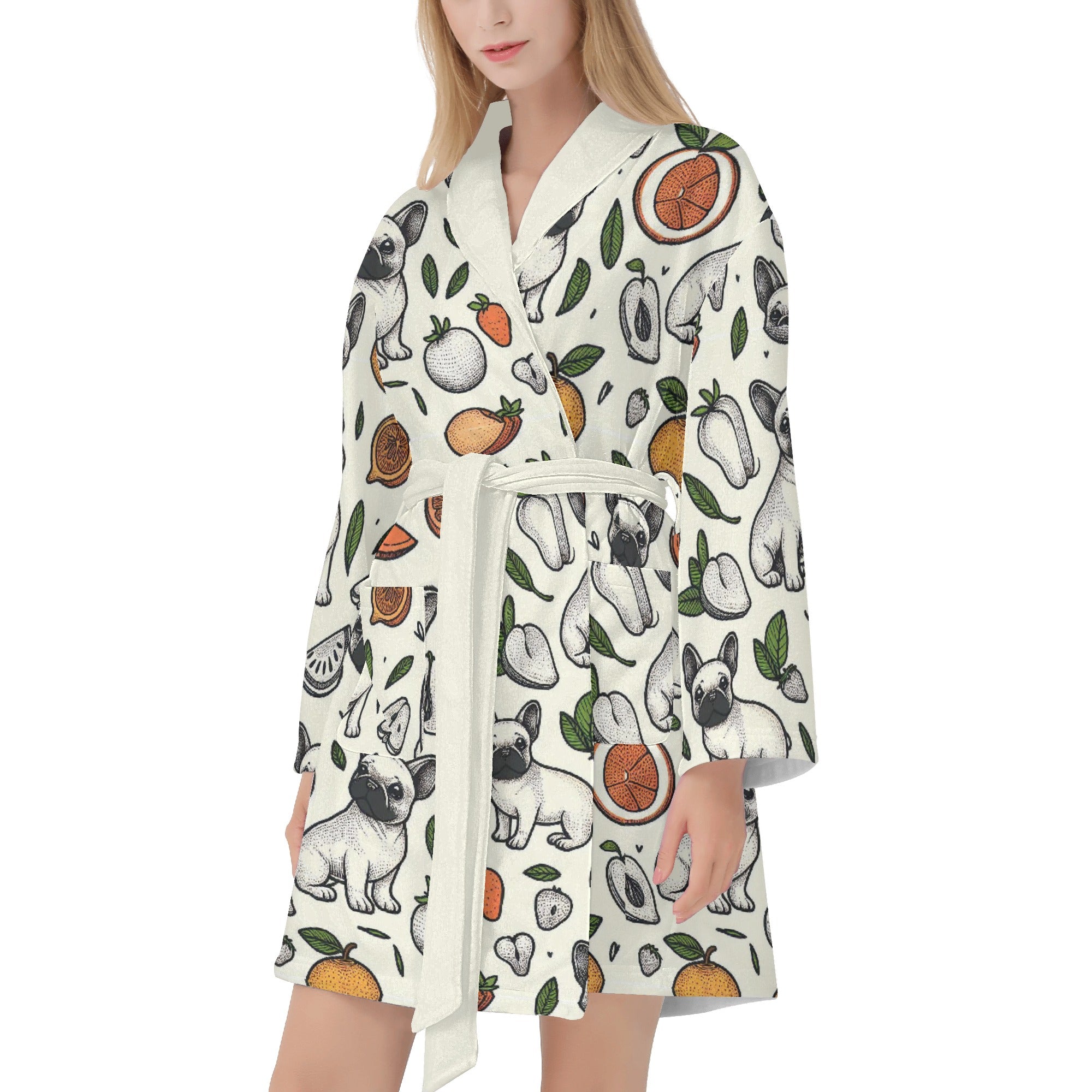 Comfortable Frenchie-Fan Linda - Women Bathrobe as a Gift Premium