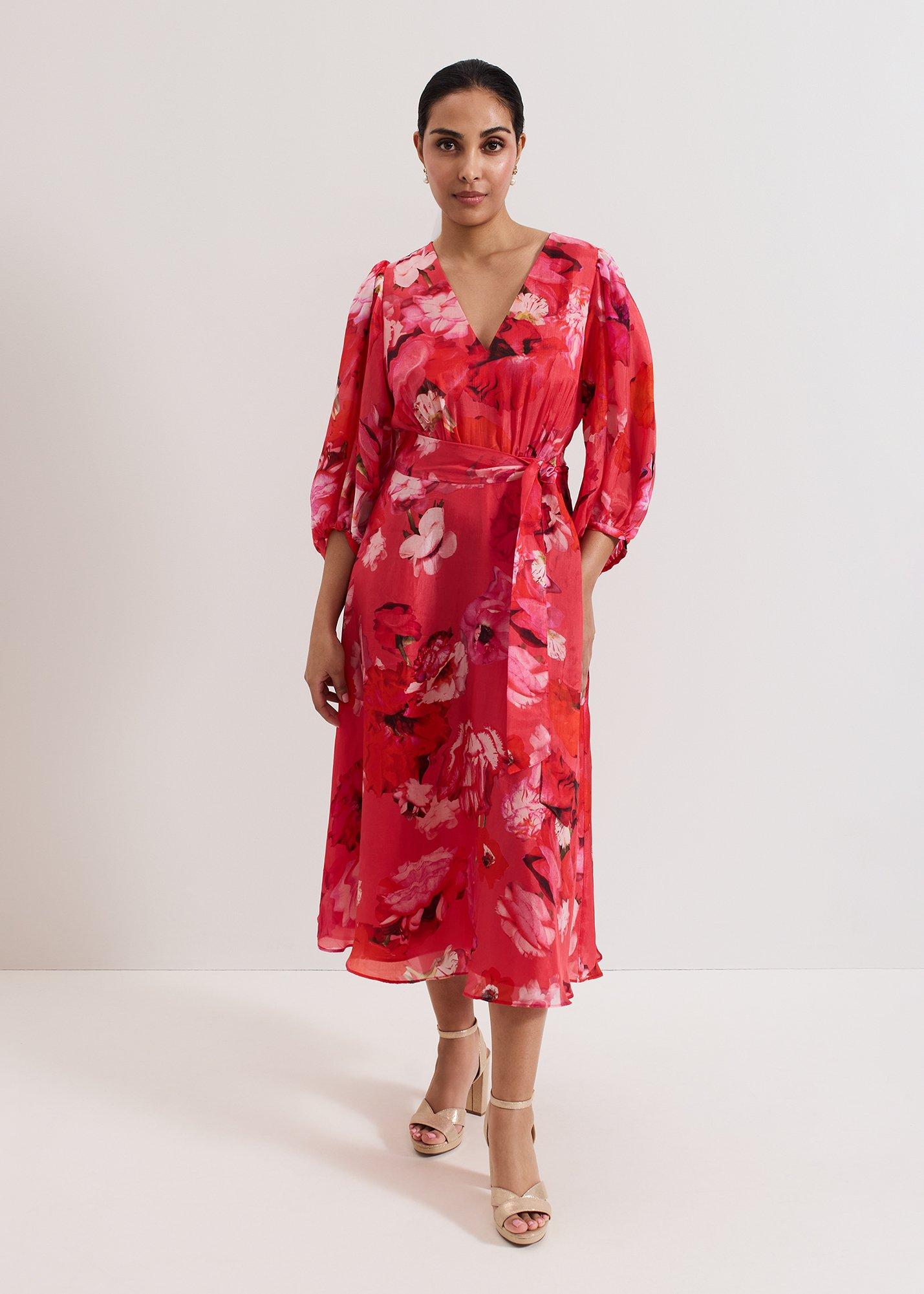 Petite Federica Floral Sleeve Midi Dress