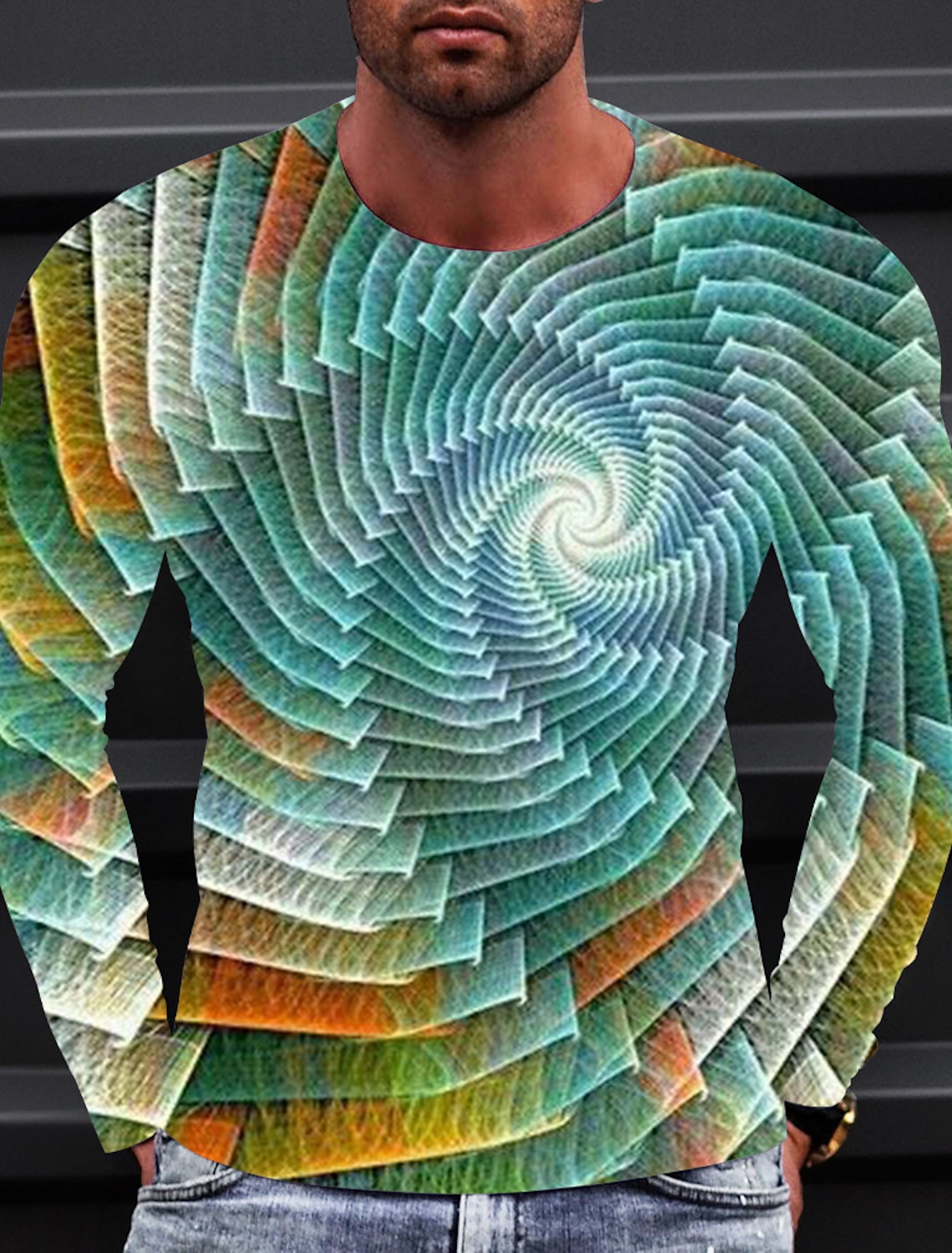 Men's Graphic Gradient Metallic Shirt T Shirt Long Sleeve T shirt 3D Print Crew Neck Shirt Vintage Fashion Designer Daily Outdoor Sports Blue 1 2 Spring & Fall Clothing Apparel S M L XL 2XL 3XL 4XL