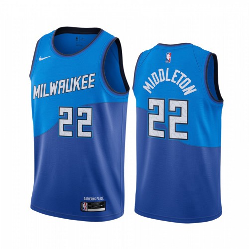 Bucks Khris Middleton #22 Official 2020 City NBA Swingman Jersey Blue