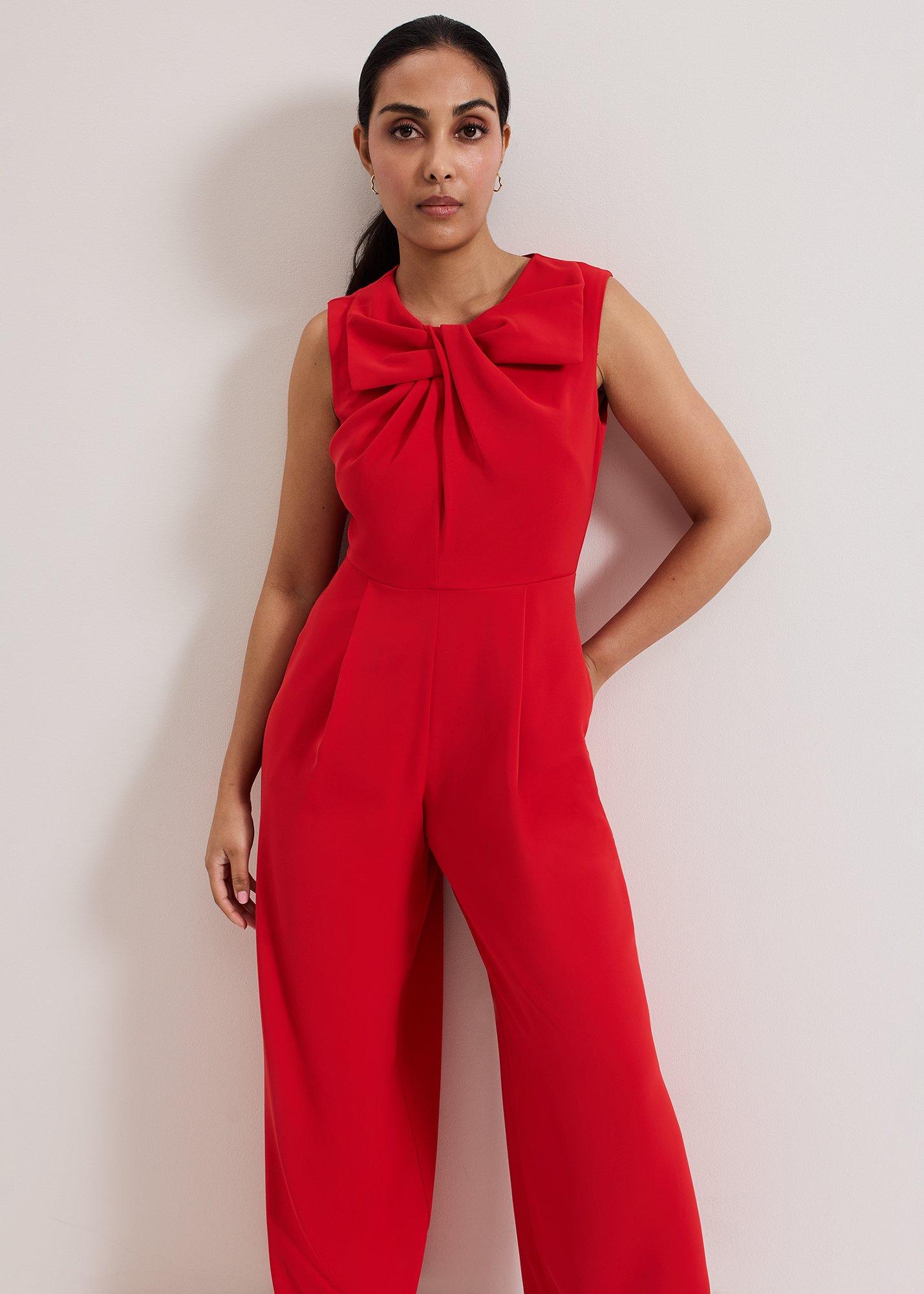 Petite Saffron Twist Front Wide Leg Jumpsuit