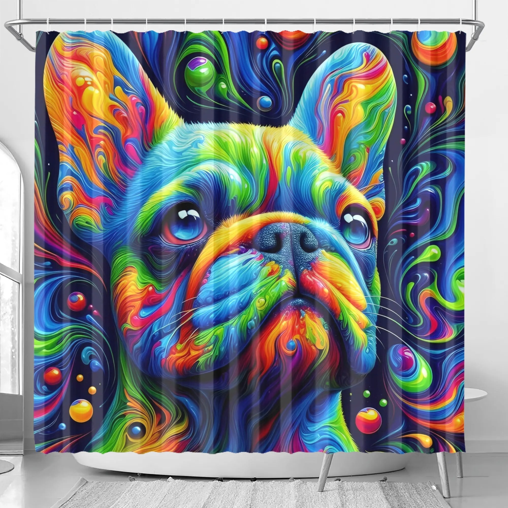 Non-slip Shower Curtain For Frenchie Lovers Dog Supplies | Safe For Paws