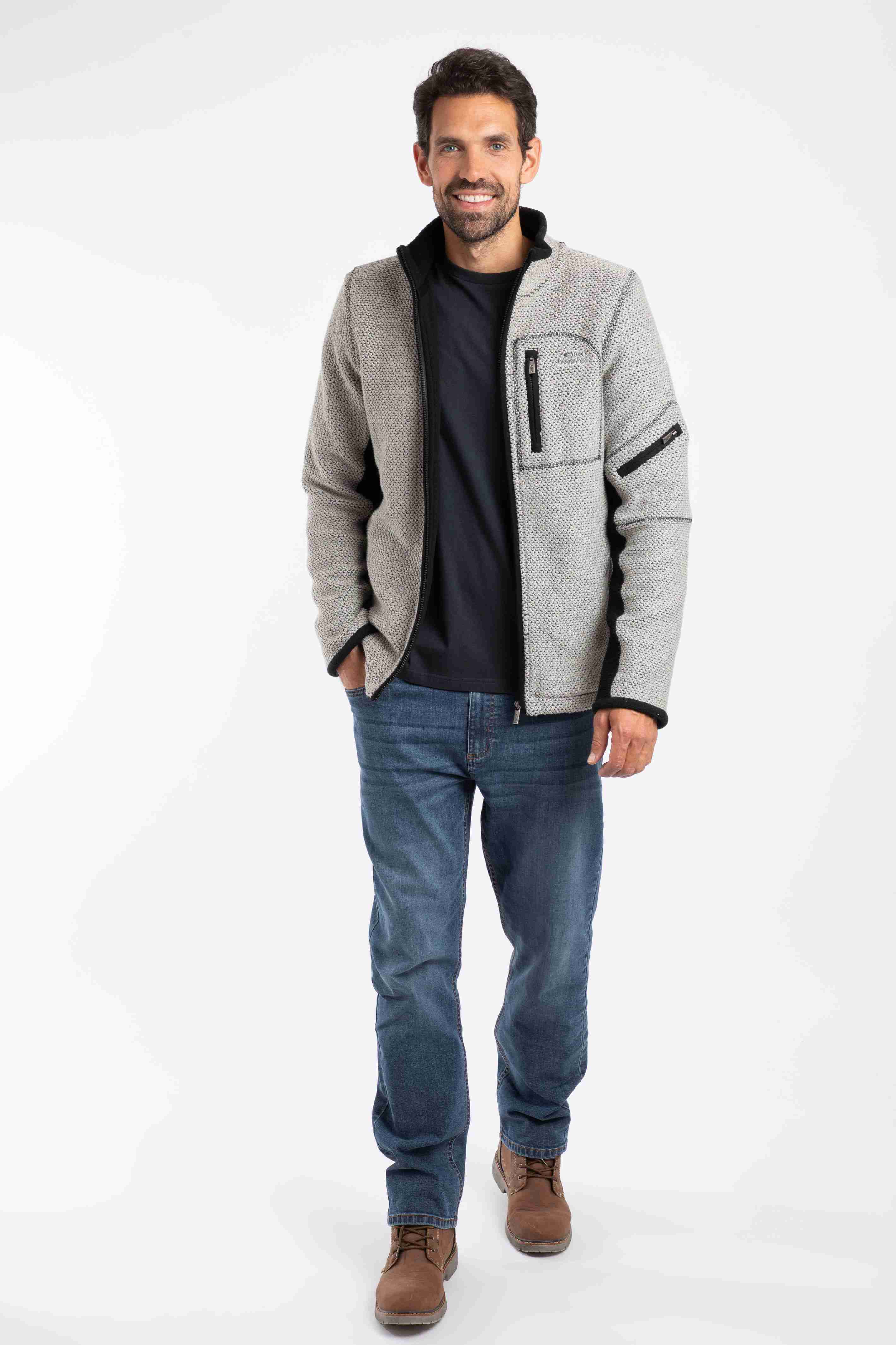 Berhan Full Zip Lined Macaroni Sweatshirt Limestone