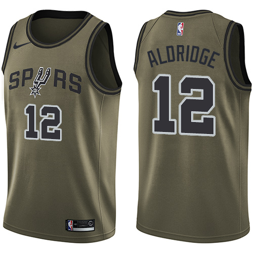 Nike San Antonio Spurs #12 LaMarcus Aldridge Green Salute to Service Youth NBA Swingman Jersey Youth