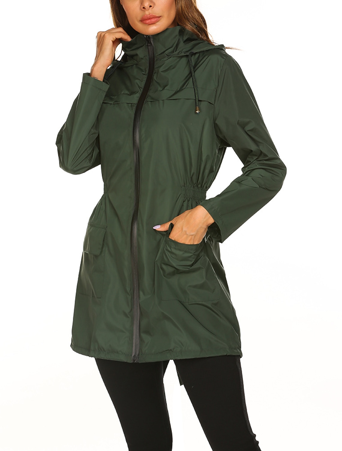 Women's Hiking Raincoat Waterproof Hiking Jacket Rain Jacket Spring Winter Outdoor Thermal Warm Waterproof Windproof Quick Dry Outerwear Coat Top Fishing Climbing Casual Black Navy Blue Dark Green