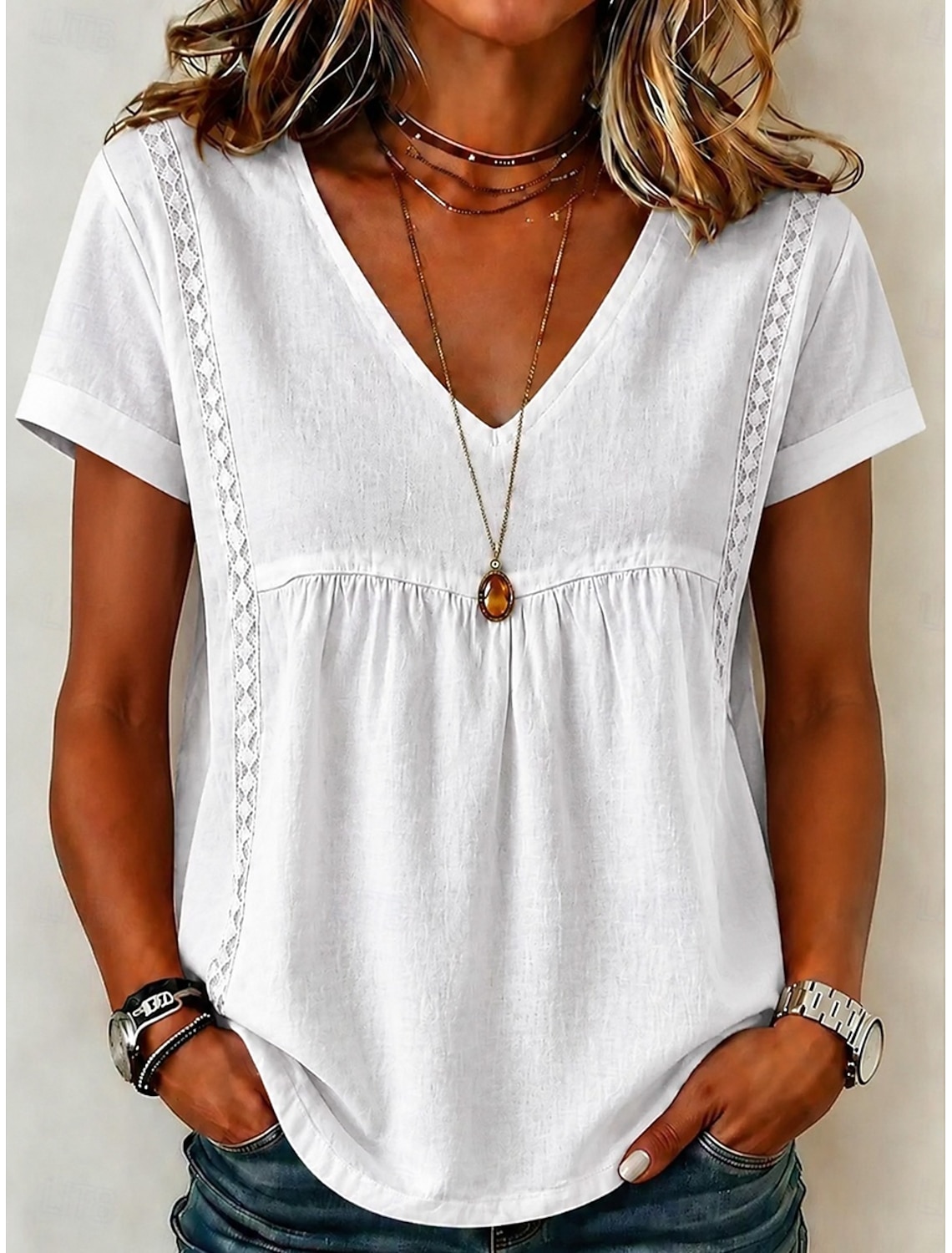 Women's T Shirt Embroidered Floral Graphic Fashion Short Sleeve Crew Neck Long Tops Casual Beach White Summer Spring