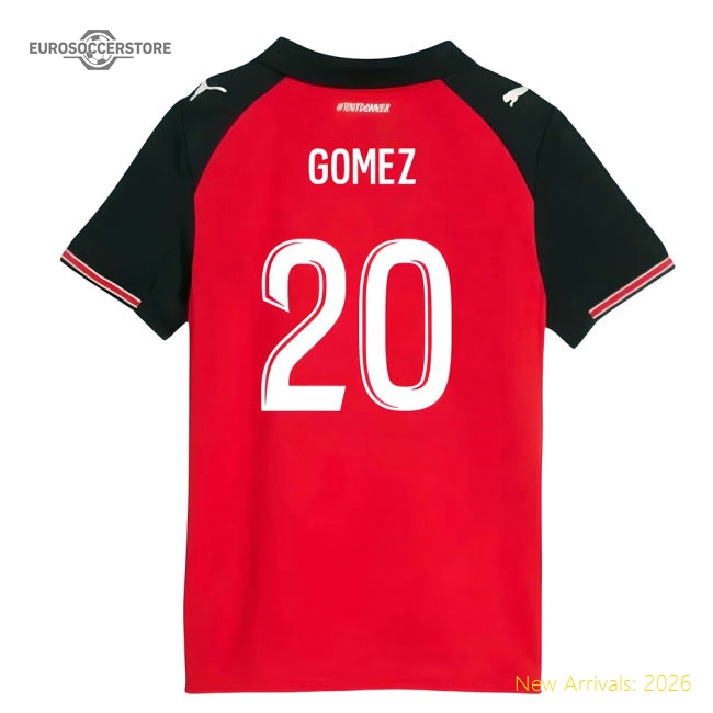 High-Quality 2025-2026 Stade Rennais Home Shirt (Kids) (Gomez 20)