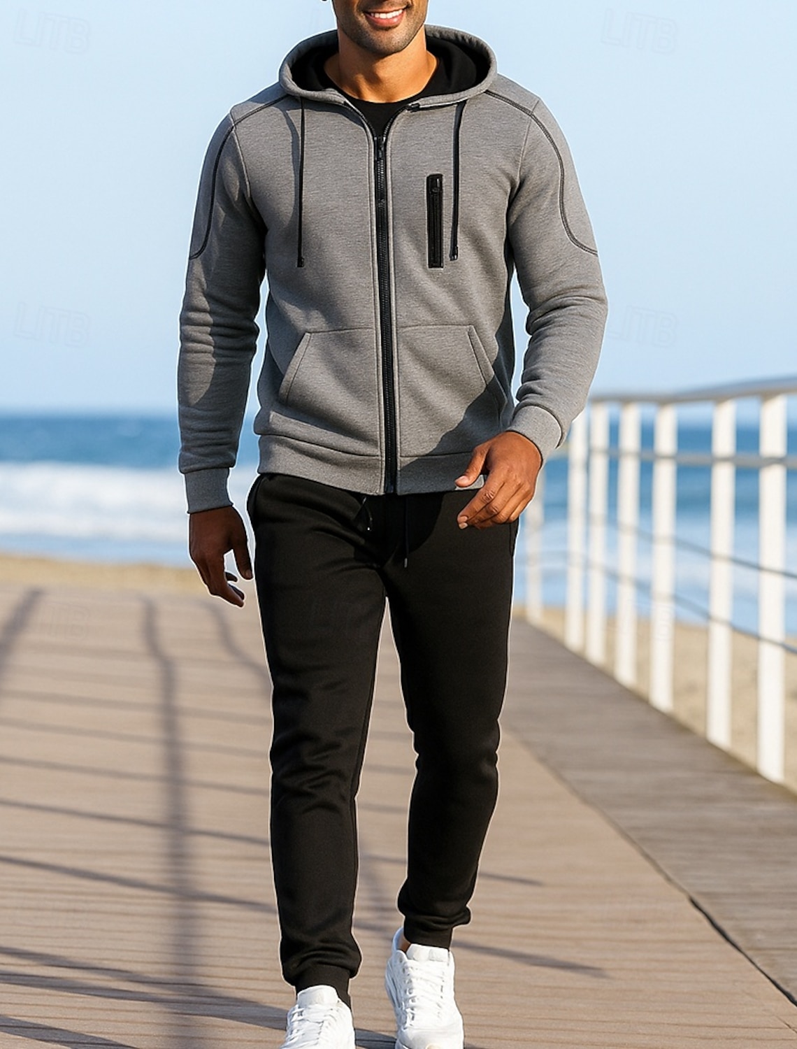 Men's 2 Piece Tracksuit Lounge Hoodie Sweatsuit Sets Drawstring Solid