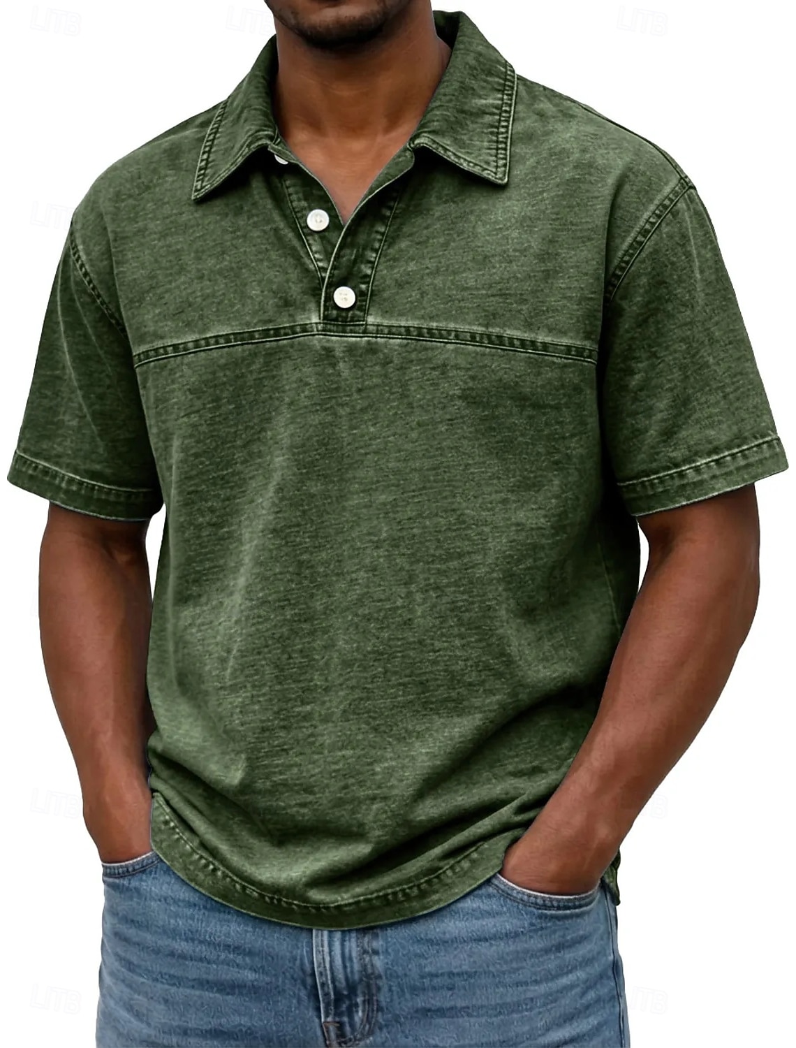 Men's Cotton Polo Shirt Casual Vacation Classic Long Sleeve Fashion