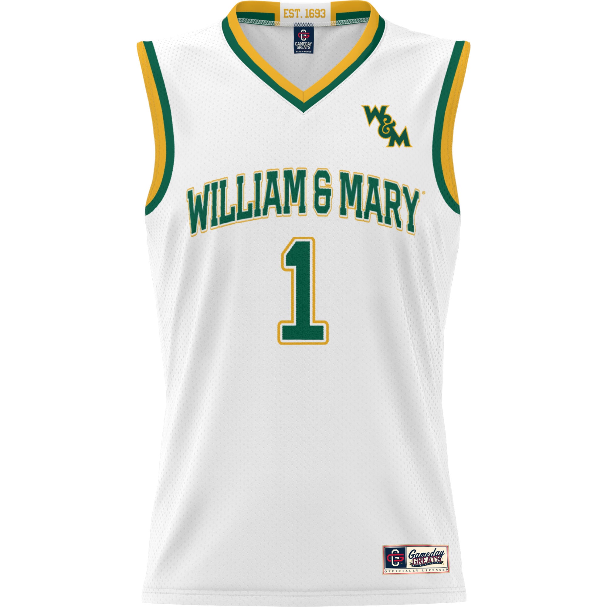 [DDG] William & Mary Tribe GameDay Greats Unisex Lightweight Basketball Jersey - White