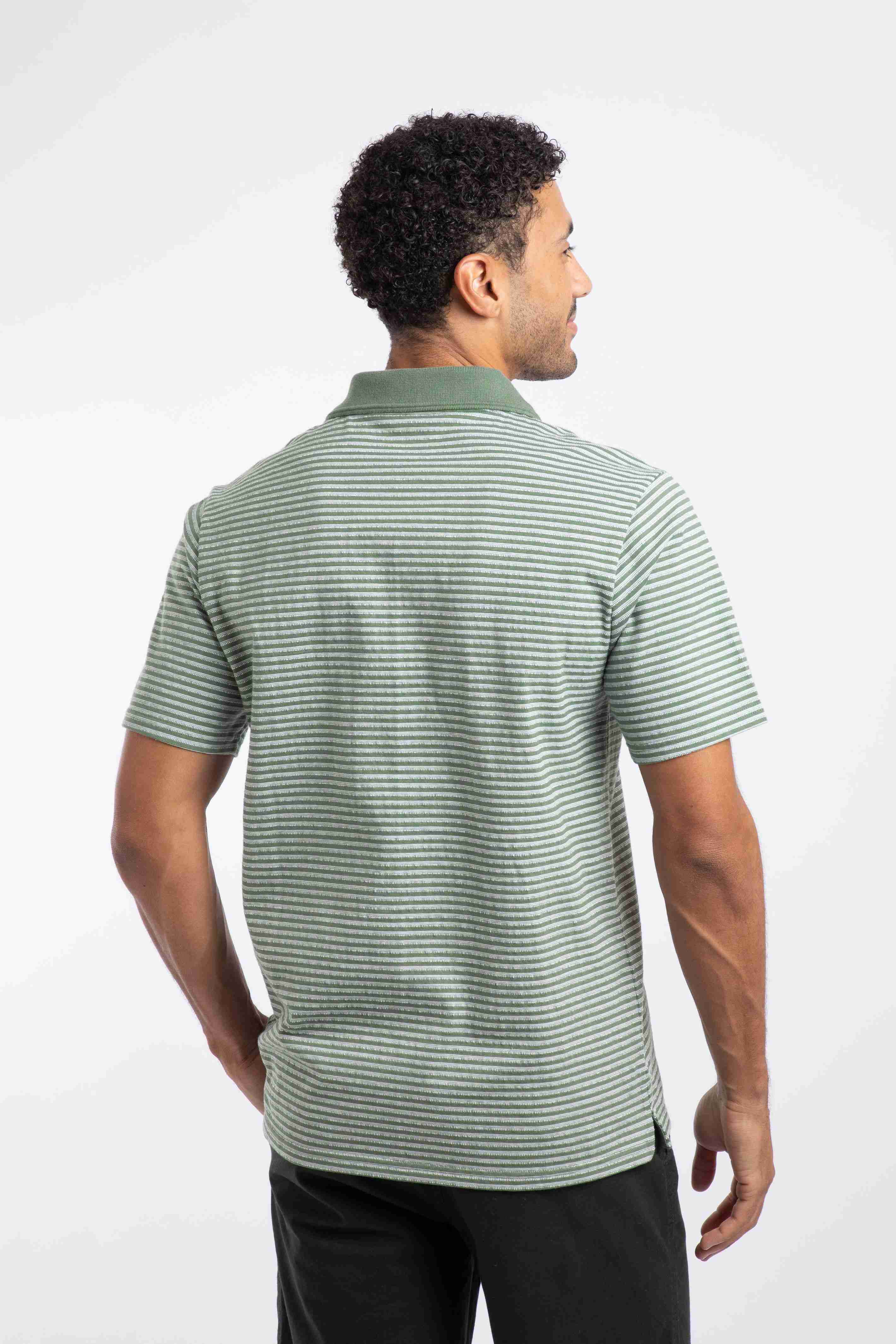 Virgil Striped Polo Shirt Woodland Sage