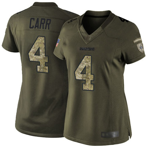 Authentic NFL Oakland Raiders #4 Derek Carr Green Limited Jersey