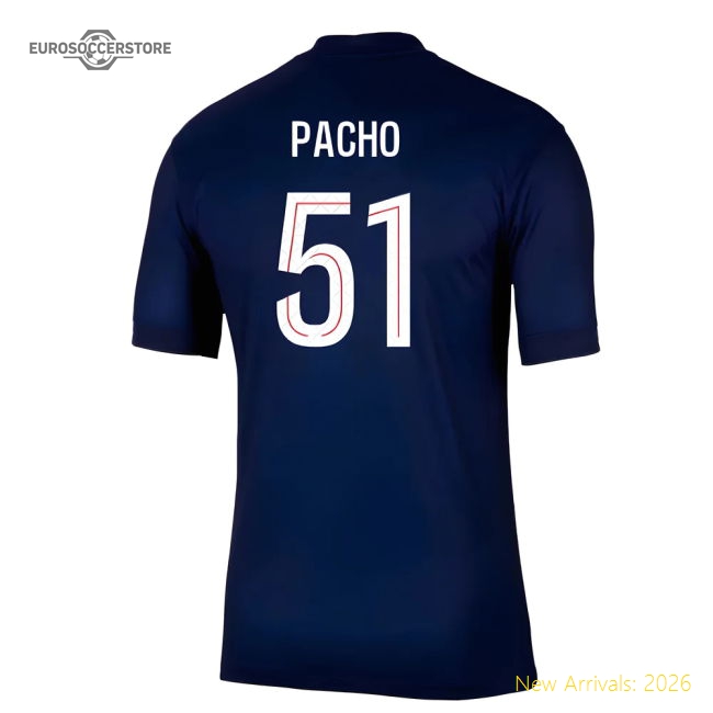 Genuine 2025-2026 Psg Paris Saint Germain Home Shirt (Pacho 51)