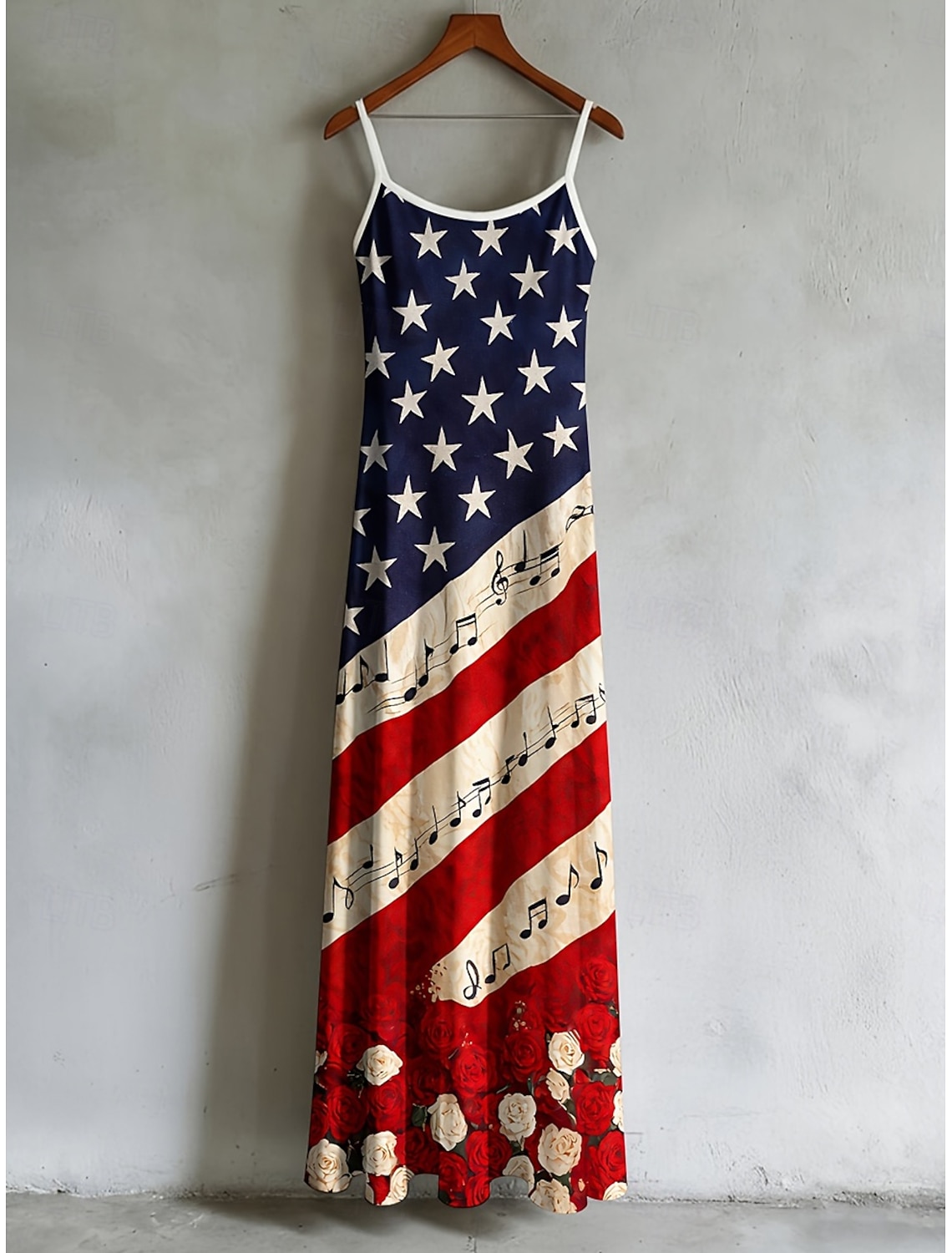 American Independence Day Women's Maxi Dress Slip Dress Party Daily Beach Loose Fit Stars and Stripes Sleeveless V Neck Spaghetti Strap White Summer Spring