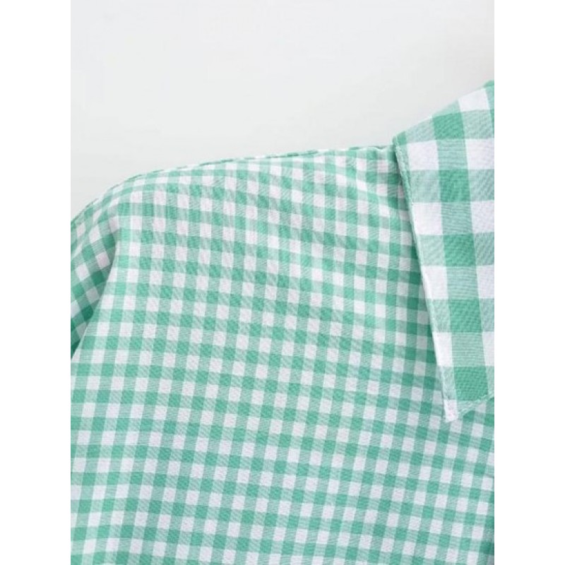 Gingham Drop Shoulder Pocket Shirt ZP7996