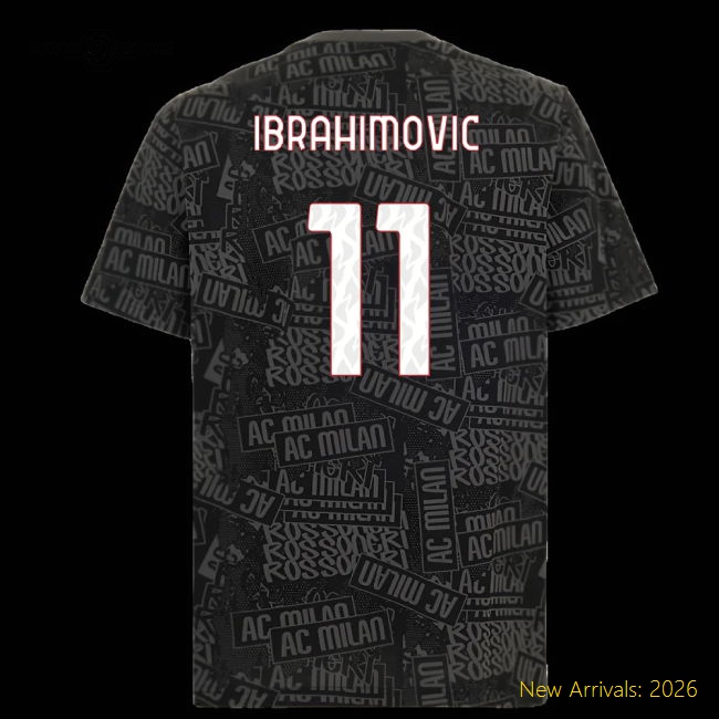 Luxury 2025-2026 Ac Milan Ftblculture Tee Aop (black) (ibrahimovic 11)