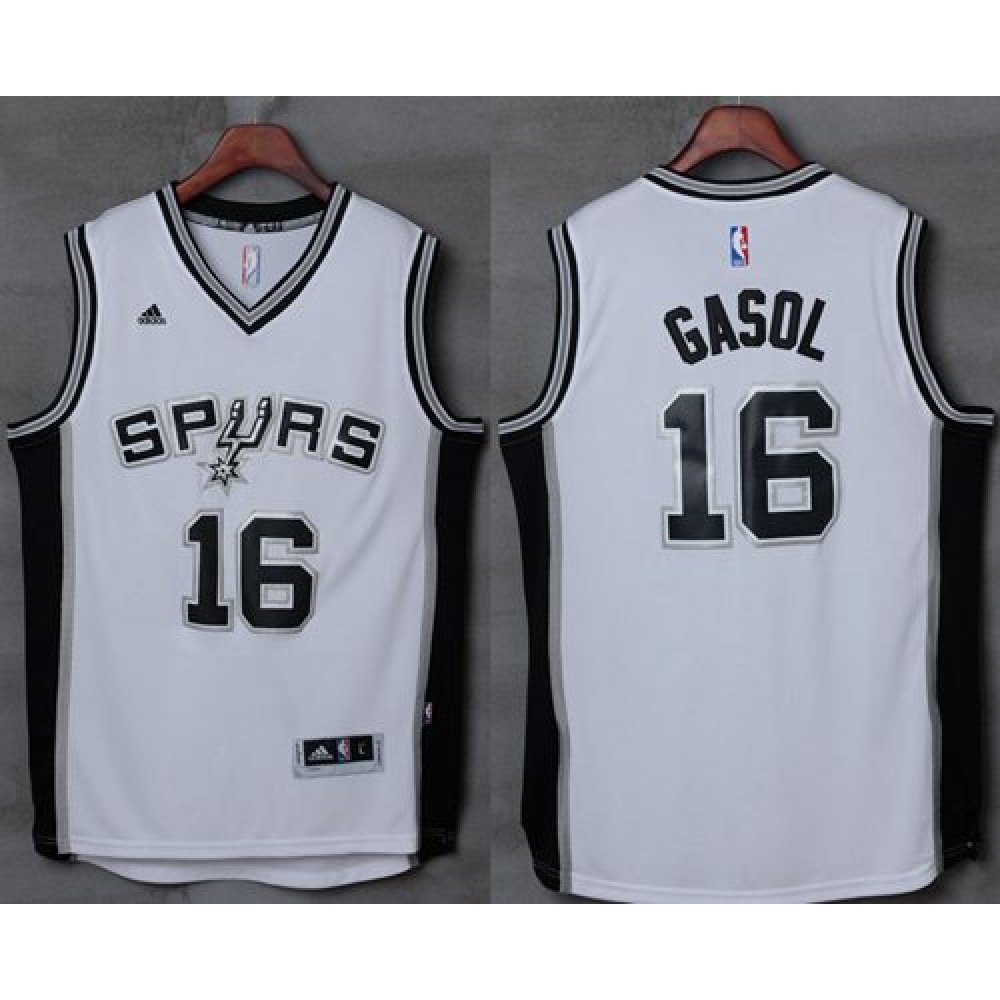 Spurs #16 Pau Gasol White Stitched NBA Jersey