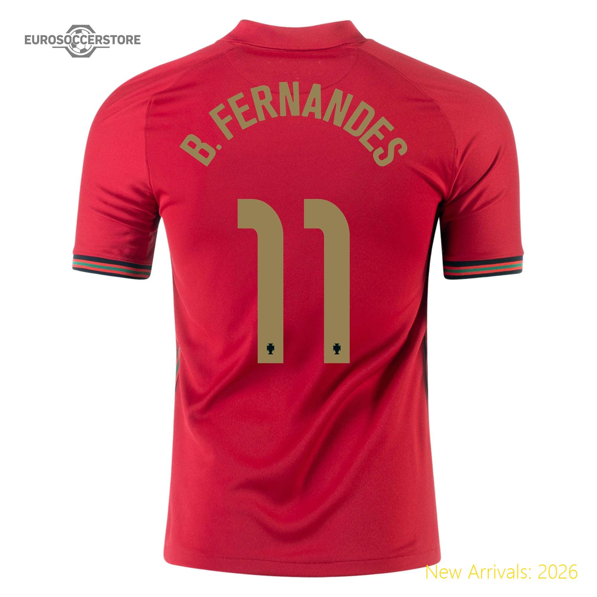 Adult Por Bruno Fernandes Portugal Home Authentic Jersey 2020