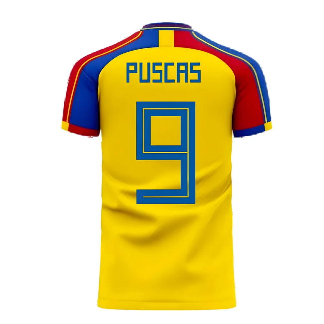 Romania 2025-2026 Home Concept Football Kit (Libero) (Puscas 9)