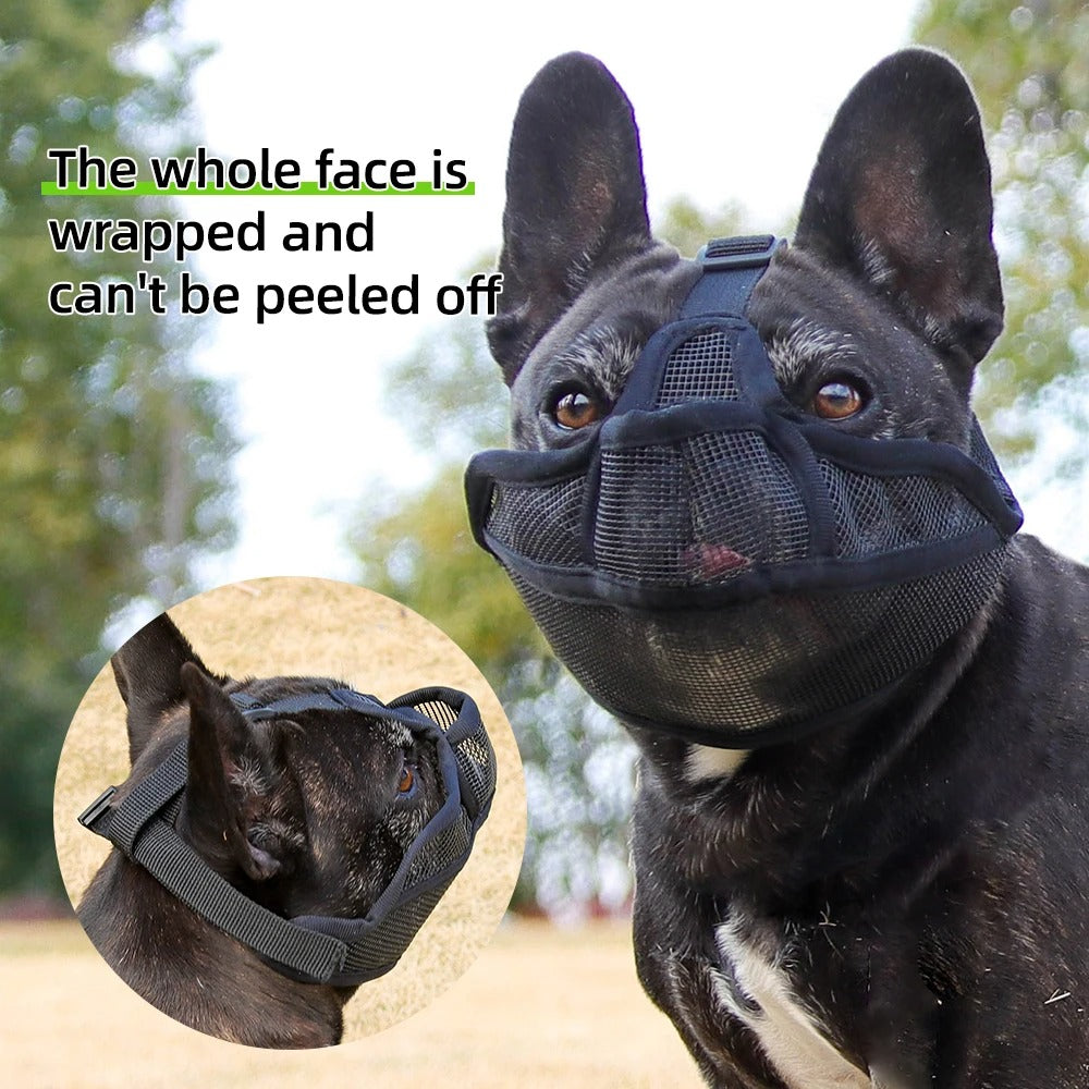 Frenchie Mesh Muzzle – Breathable Anti-bark Safety Mask Indoor Use