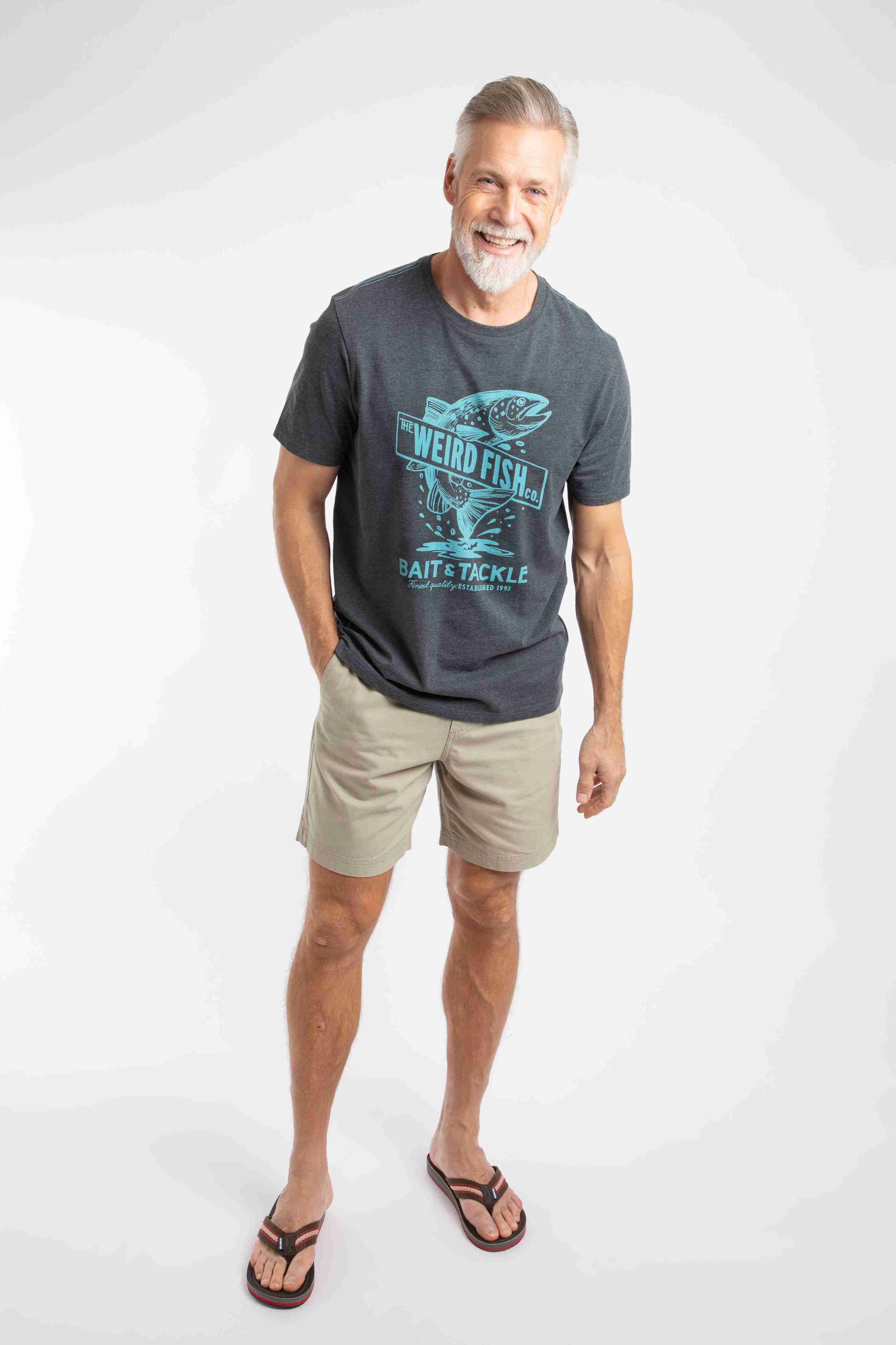 Leaping Fish Front Print Graphic T-Shirt Coal
