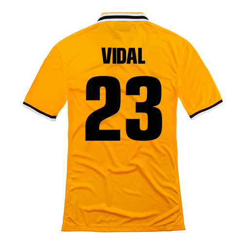 13-14 Juventus 23 Vidal Away Yellow Jersey Shirt - Official Replica