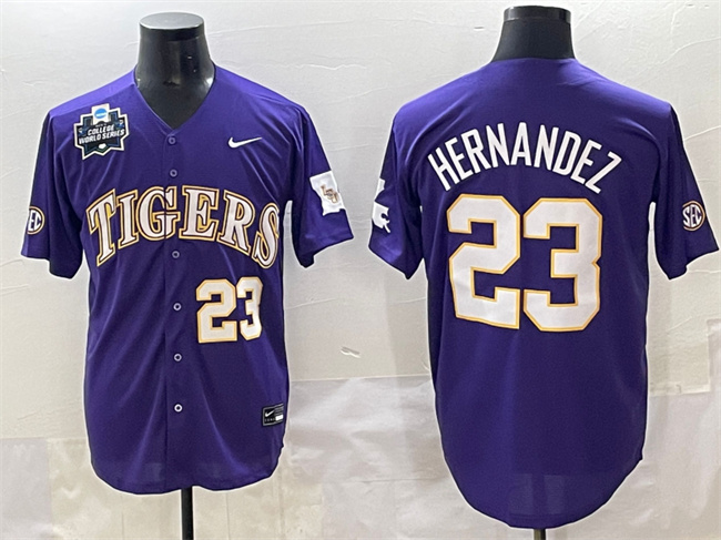 Men's LSU LA Tigers Luis Hernandez #23 comfortable Purple 2025