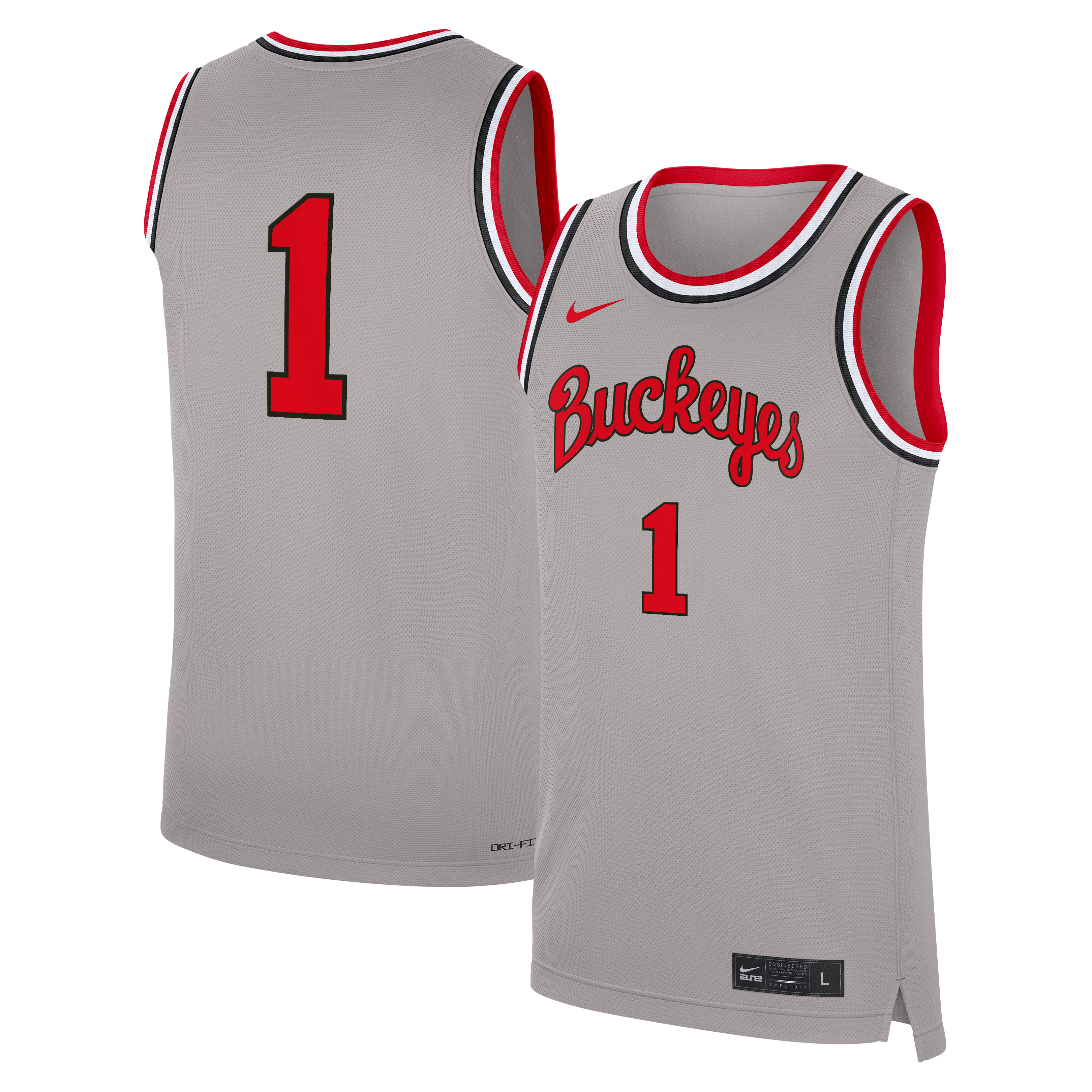#1 Ohio State Buckeyes Nike Alternate Replica Basketball Jersey - Gray